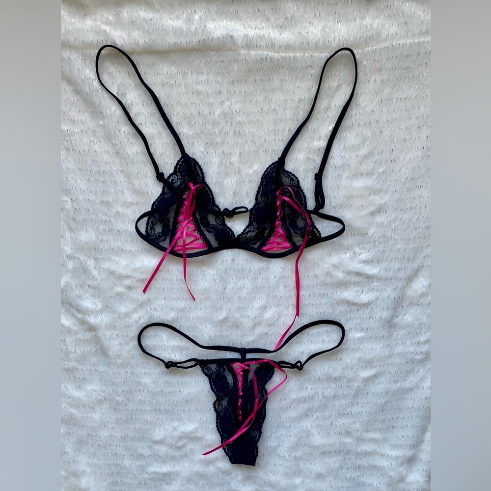 Black and Pink Lingerie Set